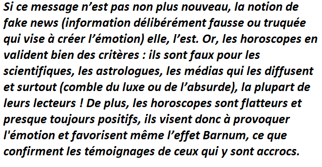 Critères fakenews - horoscopes